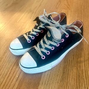 Converse All ⭐ Stars with Glitter & Pink Detail, Double Tongue--Women 7
